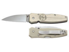 Pocket Knife, Lockback, Brushed Aluminum Handle, 2-1/2" SS Blade