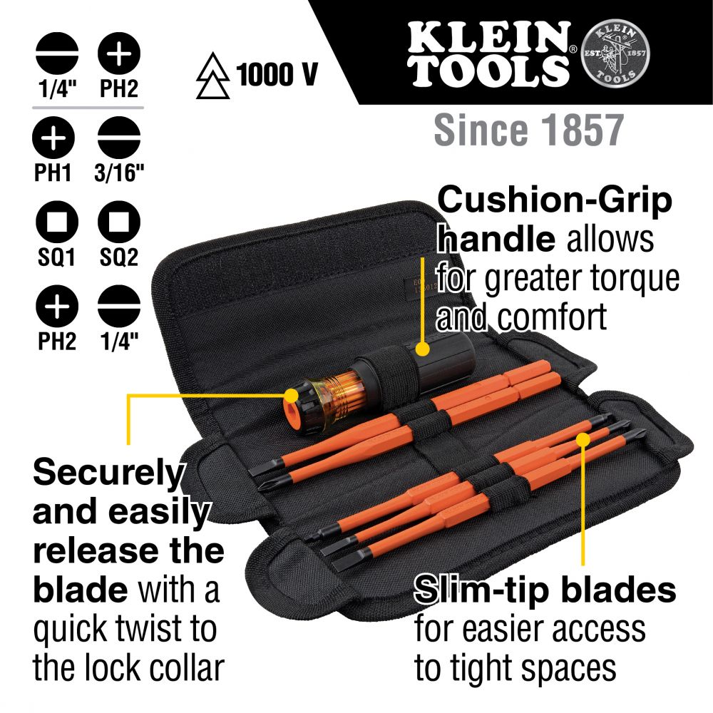 8-in-1 Insulated Interchangeable Screwdriver Set
