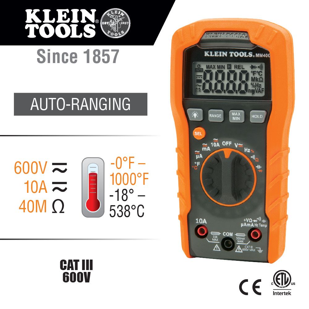Digital Multimeter, Auto-Ranging, 600V