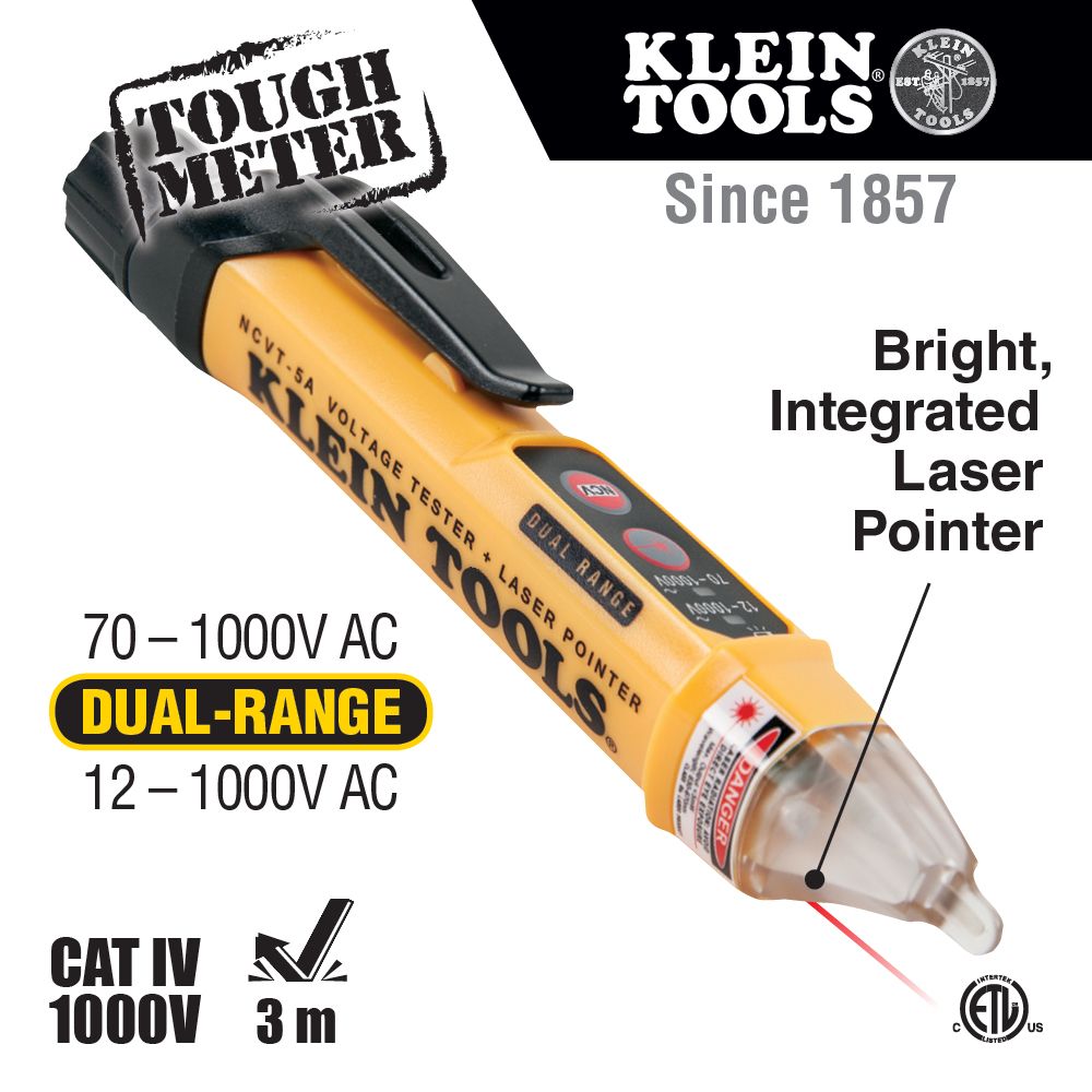 Non-Contact Voltage Tester Pen, Dual Range, with Laser Pointer